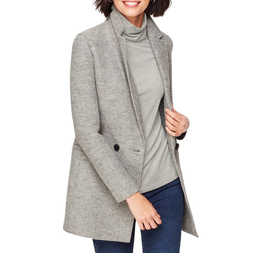 Talbots Gray Boucle Knit Boiled Wool Blend Long Length Blazer Jacket Academia